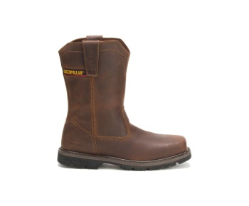 Caterpillar Work Boots South Africa Wellston Pull On Steel Toe Dark Brown - Cat Boots For Men - ZK1296053